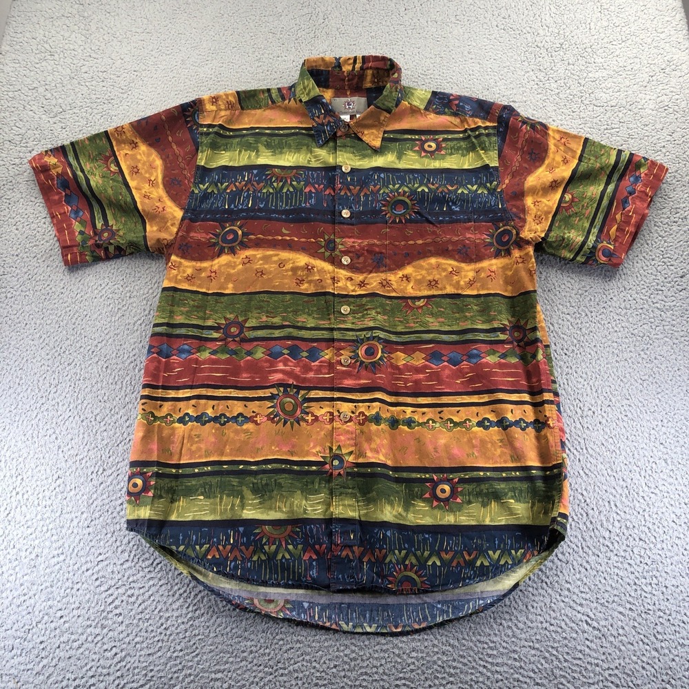 Vintage Territory Ahead Shirt Mens XL Tall Tribal Aztec Southwest Batik Abstract